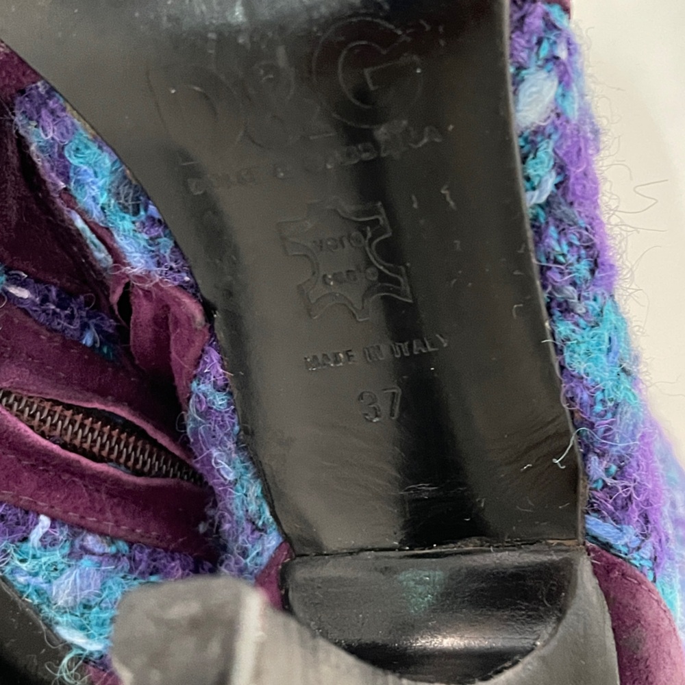 D&G BOOTS 1996 PURPLE SUEDE AND TARTAN WOOL MULTI IT37 used - Picture 10 of 16